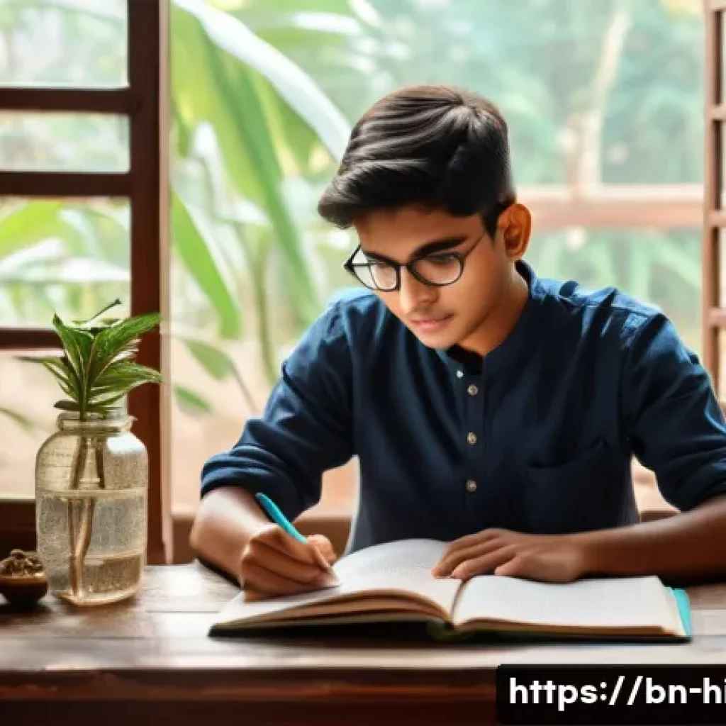 고등학교 방학 공부 계획 - A serene study environment in a cozy Bengali home during daytime, featuring a young Bengali student ...