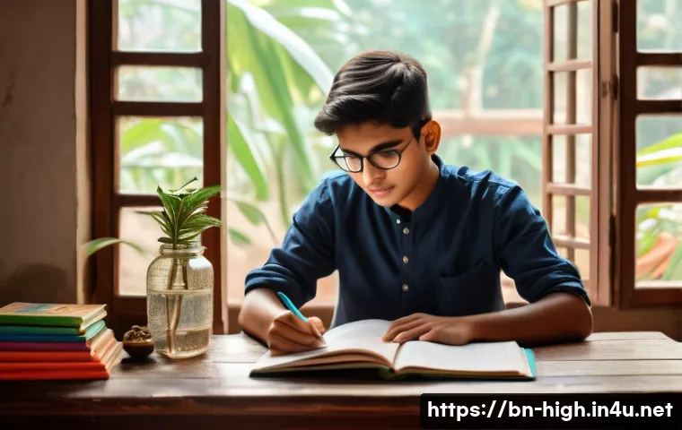고등학교 방학 공부 계획 - A serene study environment in a cozy Bengali home during daytime, featuring a young Bengali student ...